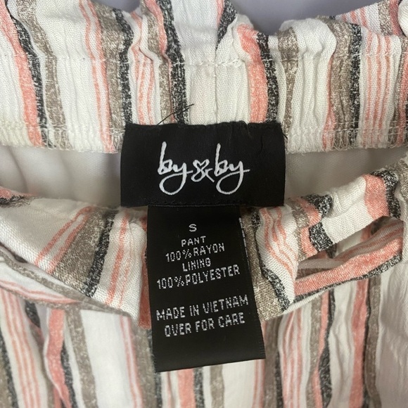 By & By pinstripe paper bag waist belted shorts- made in Vietnam - Picture 3 of 5